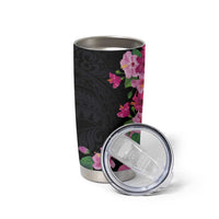 Hawaiian Hibiscus and Art Polynesian Tattoo Tumbler Cup Black Color
