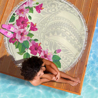 Hawaiian Hibiscus and Art Polynesian Tattoo Beach Blanket Beige Color LT03 - Polynesian Pride