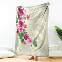 Hawaiian Hibiscus and Art Polynesian Tattoo Blanket Beige Color LT03 - Polynesian Pride
