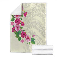 Hawaiian Hibiscus and Art Polynesian Tattoo Blanket Beige Color LT03 - Polynesian Pride