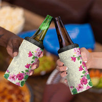 Hawaiian Hibiscus and Art Polynesian Tattoo 4 in 1 Can Cooler Tumbler Beige Color