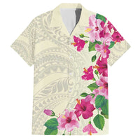 Hawaiian Hibiscus and Art Polynesian Tattoo Hawaiian Shirt Beige Color LT03 Beige - Polynesian Pride