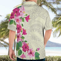 Hawaiian Hibiscus and Art Polynesian Tattoo Hawaiian Shirt Beige Color LT03 - Polynesian Pride