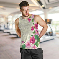 Hawaiian Hibiscus and Art Polynesian Tattoo Men Tank Top Beige Color LT03 Beige - Polynesian Pride