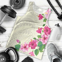 Hawaiian Hibiscus and Art Polynesian Tattoo Men Tank Top Beige Color LT03 - Polynesian Pride