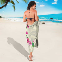 Hawaiian Hibiscus and Art Polynesian Tattoo Sarong Beige Color