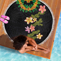 Hawaiian Lei Plumeria and Tropical Leaves Beach Blanket Watercolor Style LT03 - Polynesian Pride