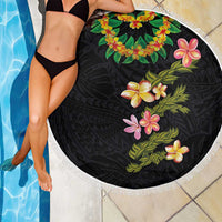 Hawaiian Lei Plumeria and Tropical Leaves Beach Blanket Watercolor Style LT03 - Polynesian Pride