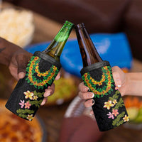 Hawaiian Lei Plumeria and Tropical Leaves 4 in 1 Can Cooler Tumbler Watercolor Style