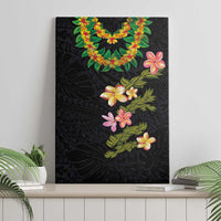 Hawaiian Lei Plumeria and Tropical Leaves Canvas Wall Art Watercolor Style LT03 - Polynesian Pride