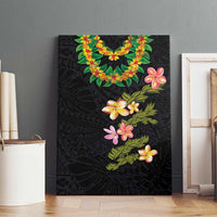 Hawaiian Lei Plumeria and Tropical Leaves Canvas Wall Art Watercolor Style LT03 - Polynesian Pride
