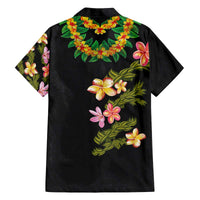 Hawaiian Lei Plumeria and Tropical Leaves Family Matching Off The Shoulder Long Sleeve Dress and Hawaiian Shirt Watercolor Style