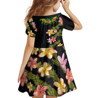 Hawaiian Lei Plumeria and Tropical Leaves Family Matching Off Shoulder Short Dress and Hawaiian Shirt Watercolor Style