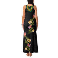 Hawaiian Lei Plumeria and Tropical Leaves Family Matching Tank Maxi Dress and Hawaiian Shirt Watercolor Style