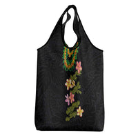 Hawaiian Lei Plumeria and Tropical Leaves Grocery Bag Watercolor Style LT03 - Polynesian Pride
