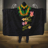 Hawaiian Lei Plumeria and Tropical Leaves Hooded Blanket Watercolor Style LT03 - Polynesian Pride