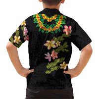 Hawaiian Lei Plumeria and Tropical Leaves Kid Hawaiian Shirt Watercolor Style LT03 - Polynesian Pride