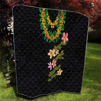 Hawaiian Lei Plumeria and Tropical Leaves Quilt Watercolor Style