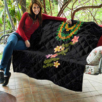 Hawaiian Lei Plumeria and Tropical Leaves Quilt Watercolor Style