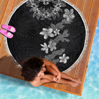Hawaiian Lei Plumeria and Tropical Leaves Beach Blanket Watercolor Style-Grayscale LT03 - Polynesian Pride
