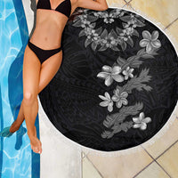Hawaiian Lei Plumeria and Tropical Leaves Beach Blanket Watercolor Style-Grayscale LT03 - Polynesian Pride