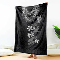 Hawaiian Lei Plumeria and Tropical Leaves Blanket Watercolor Style-Grayscale LT03 - Polynesian Pride