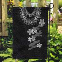 Hawaiian Lei Plumeria and Tropical Leaves Garden Flag Watercolor Style-Grayscale LT03 Garden Flag Black - Polynesian Pride