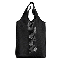 Hawaiian Lei Plumeria and Tropical Leaves Grocery Bag Watercolor Style-Grayscale LT03 - Polynesian Pride