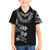 Hawaiian Lei Plumeria and Tropical Leaves Hawaiian Shirt Watercolor Style-Grayscale LT03 - Polynesian Pride