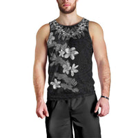 Hawaiian Lei Plumeria and Tropical Leaves Men Tank Top Watercolor Style-Grayscale LT03 - Polynesian Pride