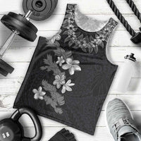 Hawaiian Lei Plumeria and Tropical Leaves Men Tank Top Watercolor Style-Grayscale LT03 - Polynesian Pride