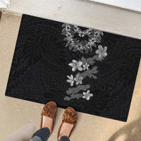 Hawaiian Lei Plumeria and Tropical Leaves Rubber Doormat Watercolor Style-Grayscale LT03 - Polynesian Pride