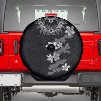 Hawaiian Lei Plumeria and Tropical Leaves Spare Tire Cover Watercolor Style-Grayscale