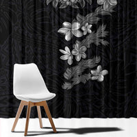 Hawaiian Lei Plumeria and Tropical Leaves Window Curtain Watercolor Style-Grayscale LT03 - Polynesian Pride