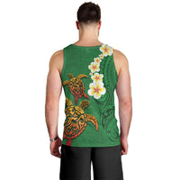 Hawaii Turtle Plumeria Flower Men Tank Top Polynesian Pattern Green Color LT03 - Polynesian Pride