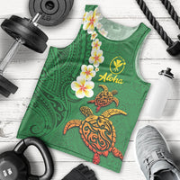 Hawaii Turtle Plumeria Flower Men Tank Top Polynesian Pattern Green Color LT03 - Polynesian Pride