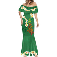 Hawaii Turtle Plumeria Flower Mermaid Dress Polynesian Pattern Green Color LT03 - Polynesian Pride
