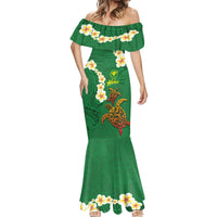 Hawaii Turtle Plumeria Flower Mermaid Dress Polynesian Pattern Green Color LT03 - Polynesian Pride