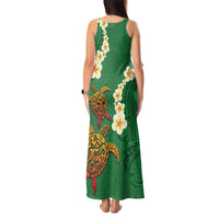 Hawaii Turtle Plumeria Flower Tank Maxi Dress Polynesian Pattern Green Color LT03 - Polynesian Pride