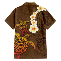 Hawaii Turtle Plumeria Flower Family Matching Puletasi and Hawaiian Shirt Polynesian Pattern Brown Color LT03 - Polynesian Pride