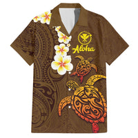 Hawaii Turtle Plumeria Flower Hawaiian Shirt Polynesian Pattern Brown Color LT03 Brown - Polynesian Pride