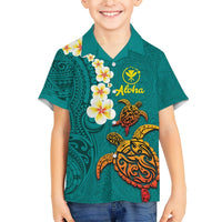 Hawaii Turtle Plumeria Flower Hawaiian Shirt Polynesian Pattern Turquoise Color LT03 - Polynesian Pride