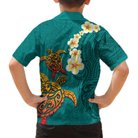 Hawaii Turtle Plumeria Flower Hawaiian Shirt Polynesian Pattern Turquoise Color LT03 - Polynesian Pride