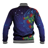Matariki New Zealand Maori and Pohutukawa Baseball Jacket Galaxy Blue Sky Style