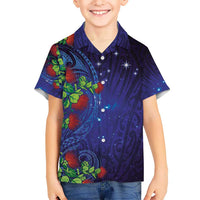 Matariki New Zealand Maori and Pohutukawa Hawaiian Shirt Galaxy Blue Sky Style