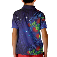 Matariki New Zealand Maori and Pohutukawa Kid Polo Shirt Galaxy Blue Sky Style