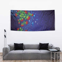 Matariki New Zealand Maori and Pohutukawa Tapestry Galaxy Blue Sky Style