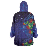 Matariki New Zealand Maori and Pohutukawa Wearable Blanket Hoodie Galaxy Blue Sky Style