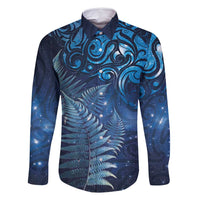 Matariki New Zealand Maori Silver Fern Family Matching Long Sleeve Bodycon Dress and Hawaiian Shirt Galaxy Blue Sky Style