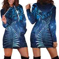 Matariki New Zealand Maori Silver Fern Hoodie Dress Galaxy Blue Sky Style